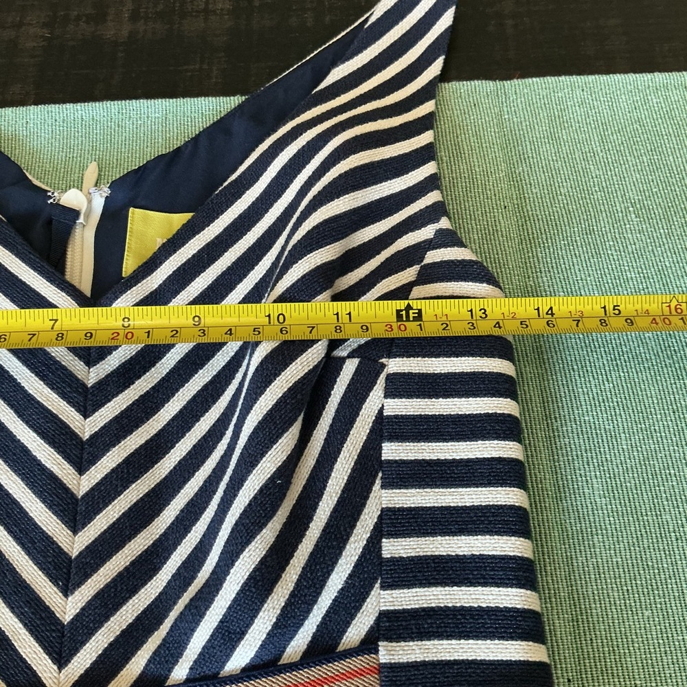 Maeve Striped Fit & Flare Dress Navy White Size 4 - Picture 8 of 10